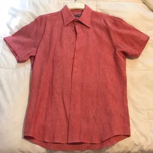 Red linen men shirt